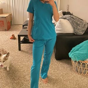 CAREISMA Medical Scrubs Teal/Grey/Royal Blue